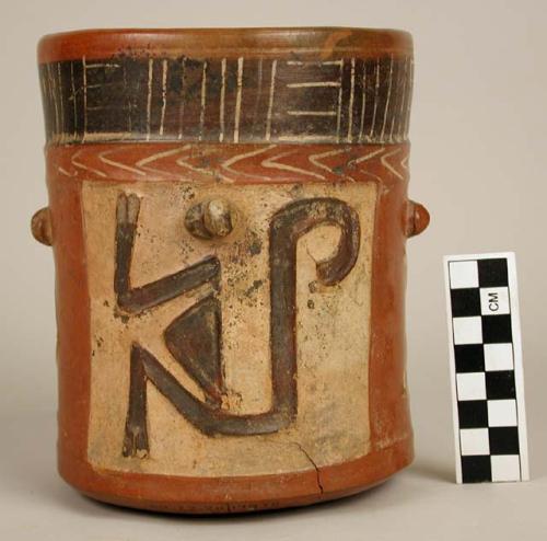 Pottery vessel with monkey design