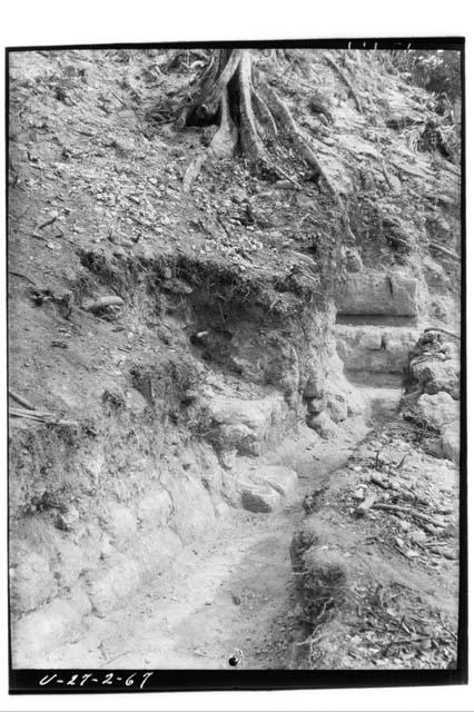 SE corner of Pyr. E-VII Secondary looking north along the trench dug on the east