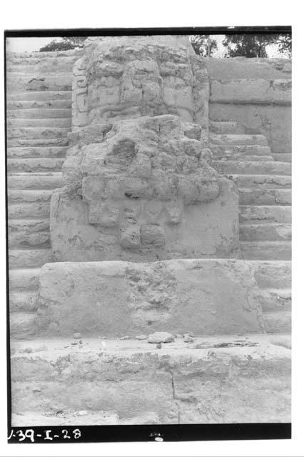 East facade, north balustrade E-VII sub Masks 2 and 10