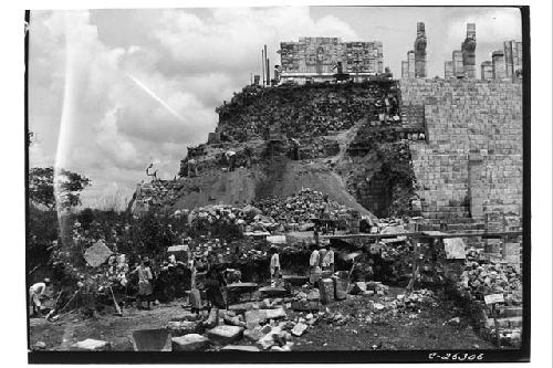 Excavation of Northwest Colonnade and buried temple at Warriors