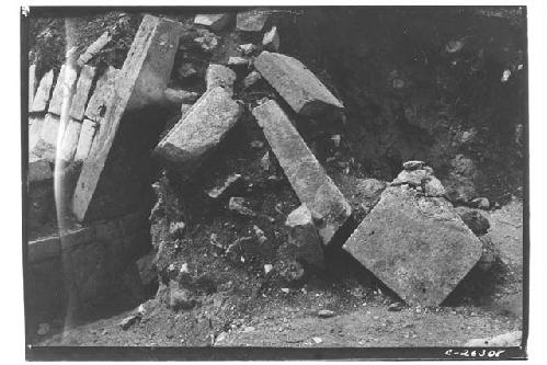 Farther corner stones at the Temple of Warriors