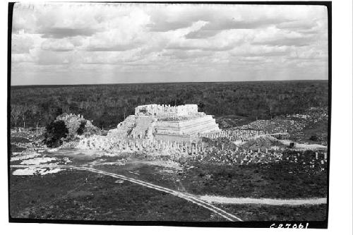 Temple of Warriors from summit of Castillo pyramid