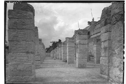 Northwest colonnade at the Temple of Warriors