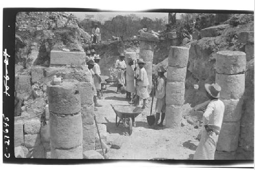 Excavation of colonnade at the Temple of Wall Panels