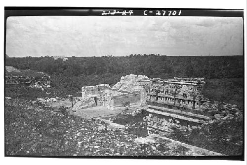 Bird's eye view of the Temple of Wall Panels from Monjas