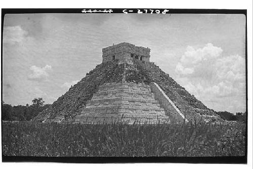 Castillo, NE. corner, looking SW., showing repair work done by Mexican gov't