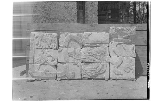 Sculptured stone panel from fill in Temple of Chac Mool