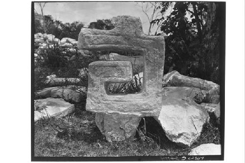 Sculptured roof fret from the Temple of Warriors