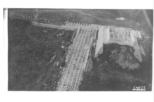 Aerial view of the Temple of Warriors looking west