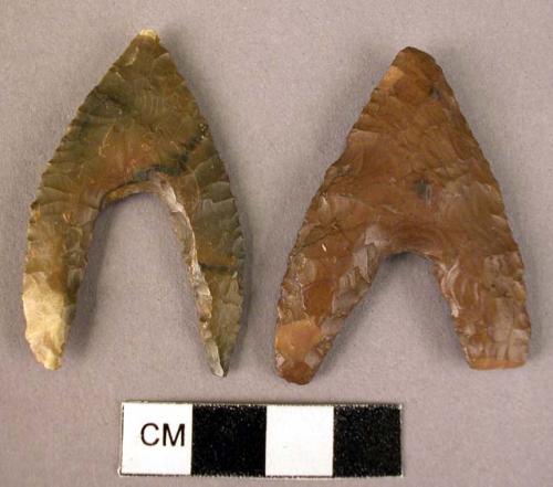 2 flint winged arrowheads