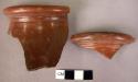 Potsherd, rim, redware