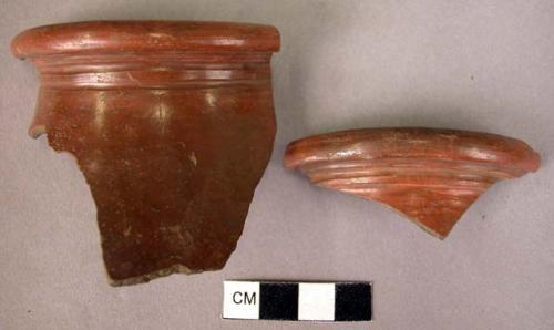 Potsherd, rim, redware