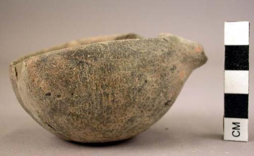 Feeding cup, pottery, cracked