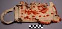 Fringed buckskin bag with painted designs of dots (stars) and figure of a girl dancing.