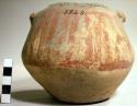 Earthenware vessel with polychrome designs and modeled handles