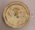 Fragmentary Plate, white slip, red & brown decoration, face