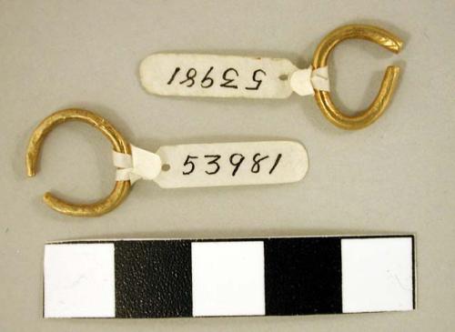 Small hammered gold rings, probably for nose