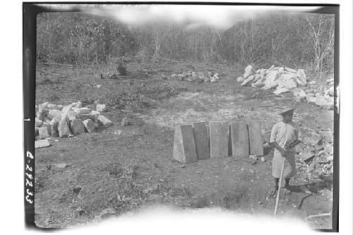 Caracol, W. Annex, specialized stones found in talus of SW side.