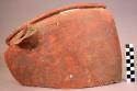 3 large fragments of bowl , red slipped plain brown ware deep spouted, Class D