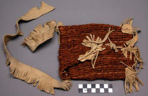 Small bag woven from willow bark and buckskin