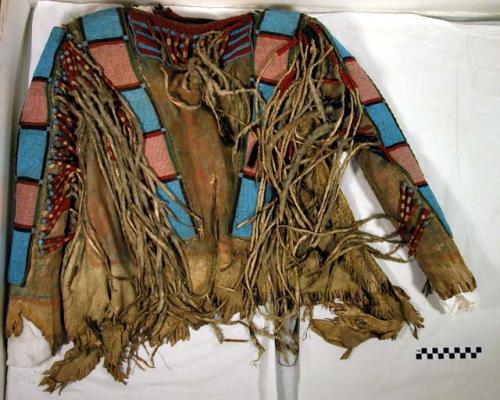 Sioux war shirt. Painted in blue and red.