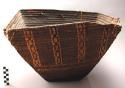 Large carrying basket--coiled basketry (split), with imbricated design