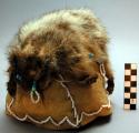 Woman's flat cap. Top of marmot skin.