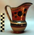 Pottery pitcher, polychromed painted