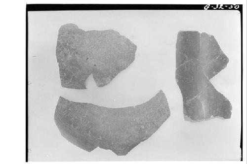 Fragment of jars - 1. Initial Series group, E. patio. 2. No catalogue number 3.