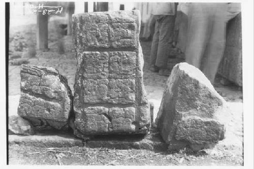 Heiroglyphic fragment of stela from house opposite La Tundacion