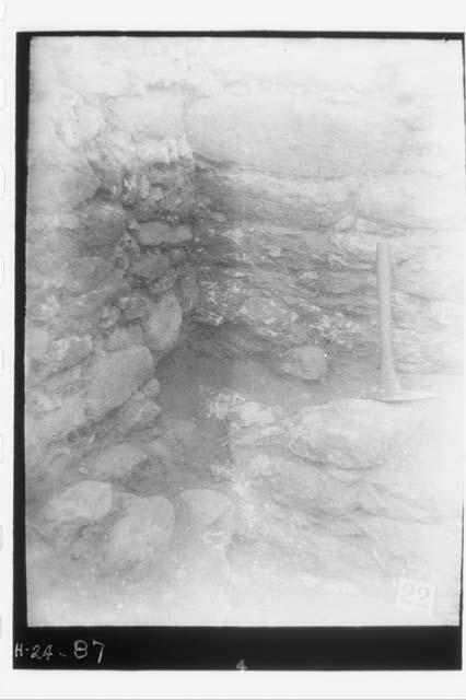 Wall detail - Mound G, N. end, E. offset