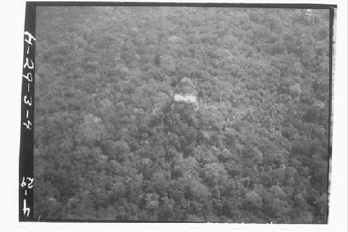 Aerial photo, showing one of the Great Temples rising above the jungle.