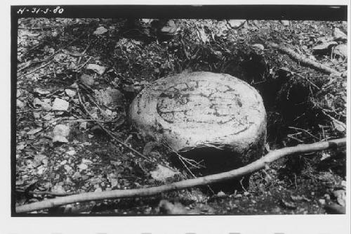 Structure 14 (Ball Court); sculpted disk, south end