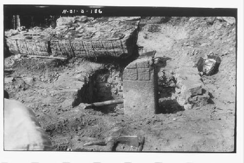 Stela 9 - base in situ - fallen apart