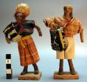 Pair of figures (dolls); 5 1/4 in. from top of base to top of head