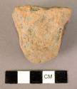 Pottery handle of finger marked barbotine ware