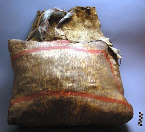 Rawhide bag or pannier made for cow skin