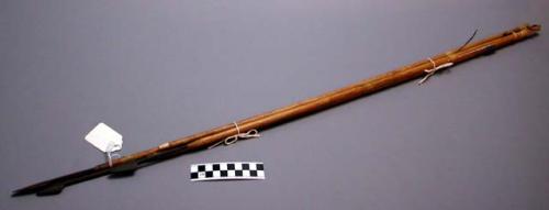 Copper headed arrow with copper shanks joining head to wooden shaft (with bow 29
