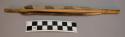Small game arrow, probably from the Plains. Painted shaft w/ feather fletching