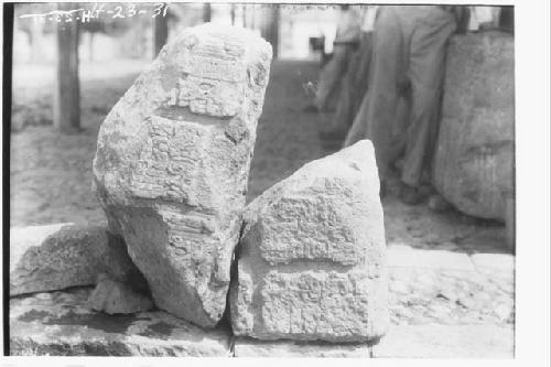 Heiroglyphic fragment of stela from house opposite La Tundacion