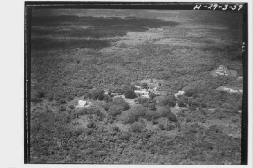 Aerial view, looking W.