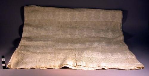 Huipil or woman's blouse - white lacy material with white embroidered design