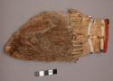 Bag, possibly from the Plains. Made of mule deer ear. Fringe, cloth trim, beads