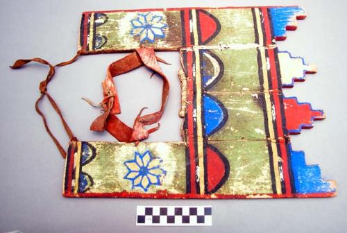 Tablita - dance headdress of wooden slats painted in red, green, yellow and blue