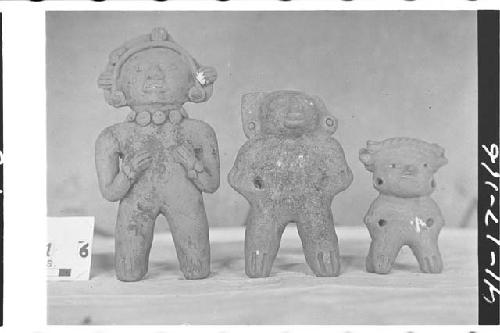 Three Solid Figurines; "Upper Level Archaic" Type