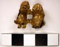 Gold plated copper pendant - double zoomorphic figurines