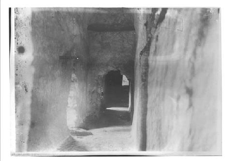 Temple A-XVIII - inside W end corridor looking W