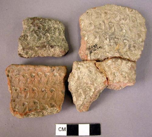 5 potsherds - 4 rim & 1 body sherd