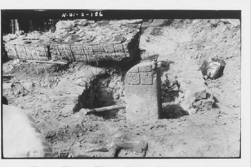 Stela 9 - base in situ - fallen apart