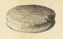 Smoothing or grinding stone. discoidal. pecked groove around periphery. 1 slight